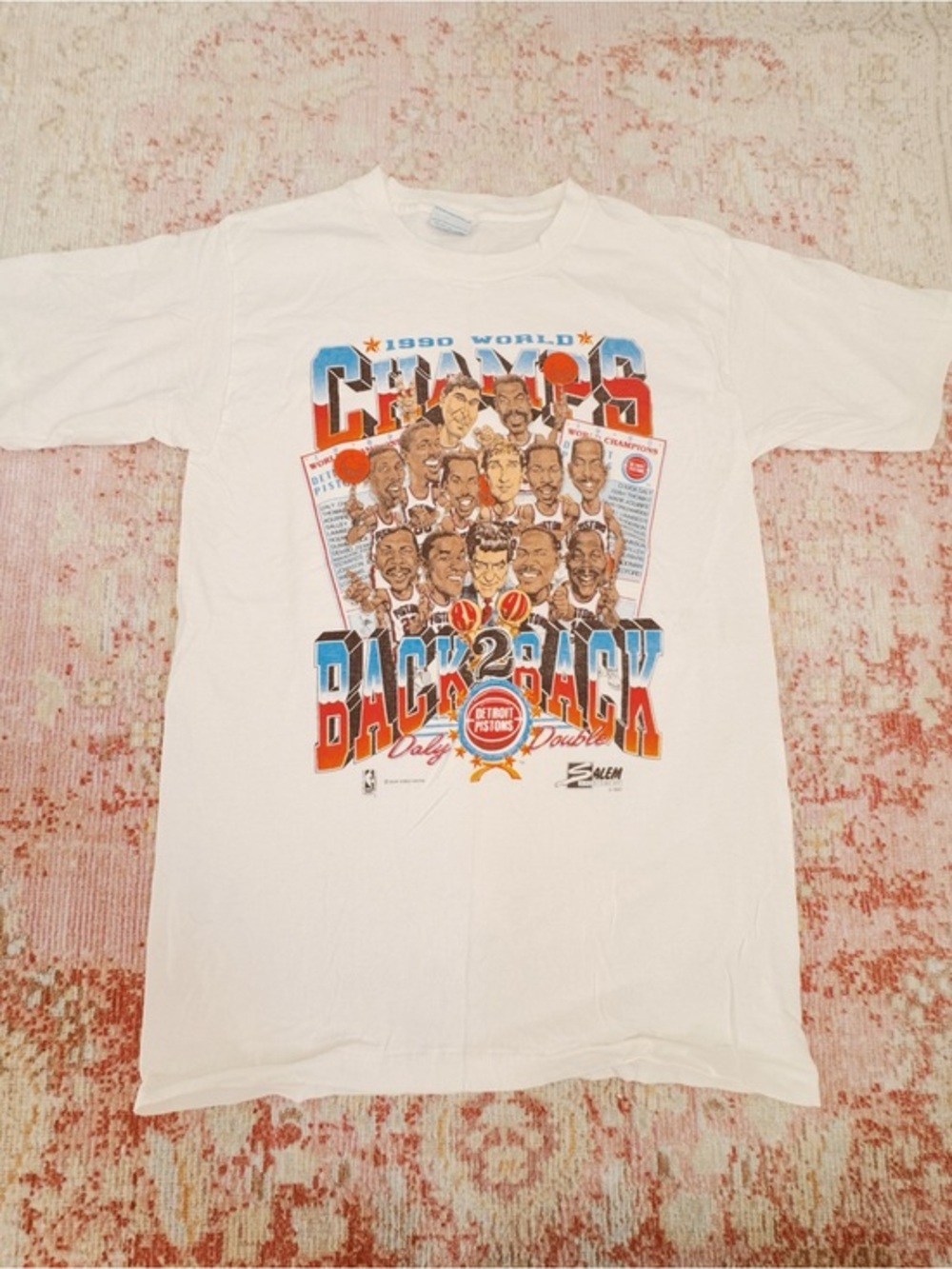 Detroit Pistons "Back 2 Back" 1990 Champs White Graphic Tee